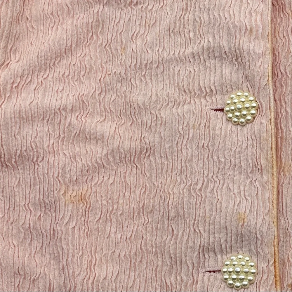 Vintage 80’s Elegant Pink Lace women’s Dress size 16 Lacey puffy sleeves (A-84) - Picture 6 of 10